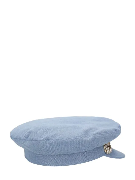 Roger Vivier   RV crystal broach denim sailor cap 