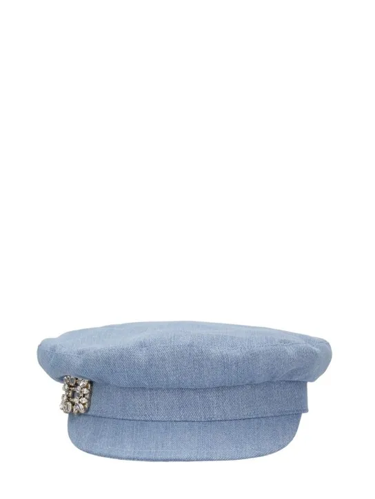 Roger Vivier   RV crystal broach denim sailor cap 