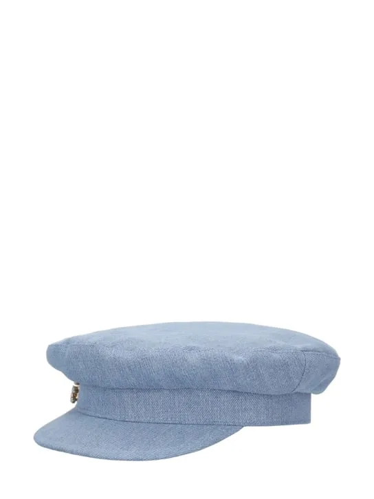 Roger Vivier   RV crystal broach denim sailor cap 