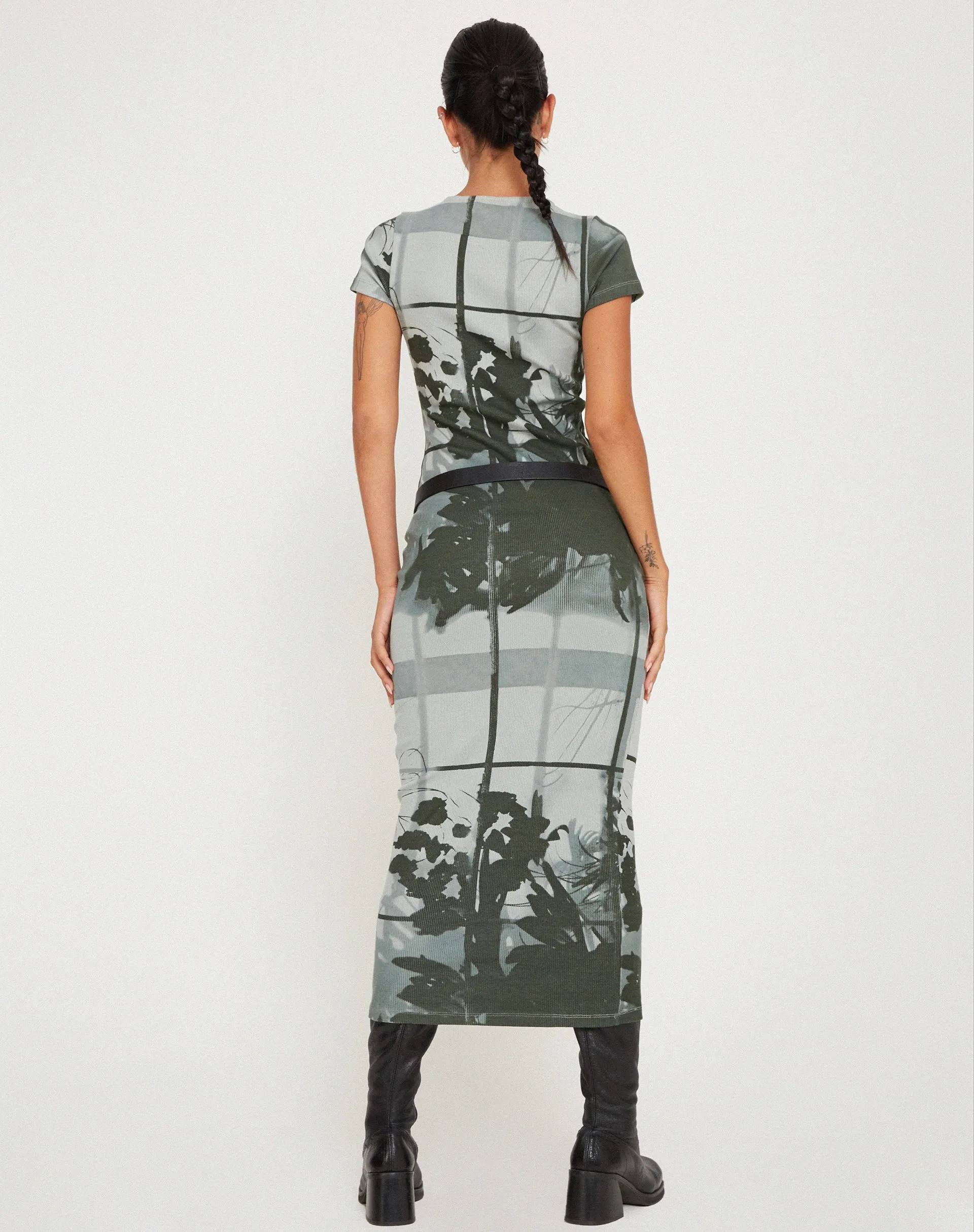 Rosika Midi Dress in Country Window Green