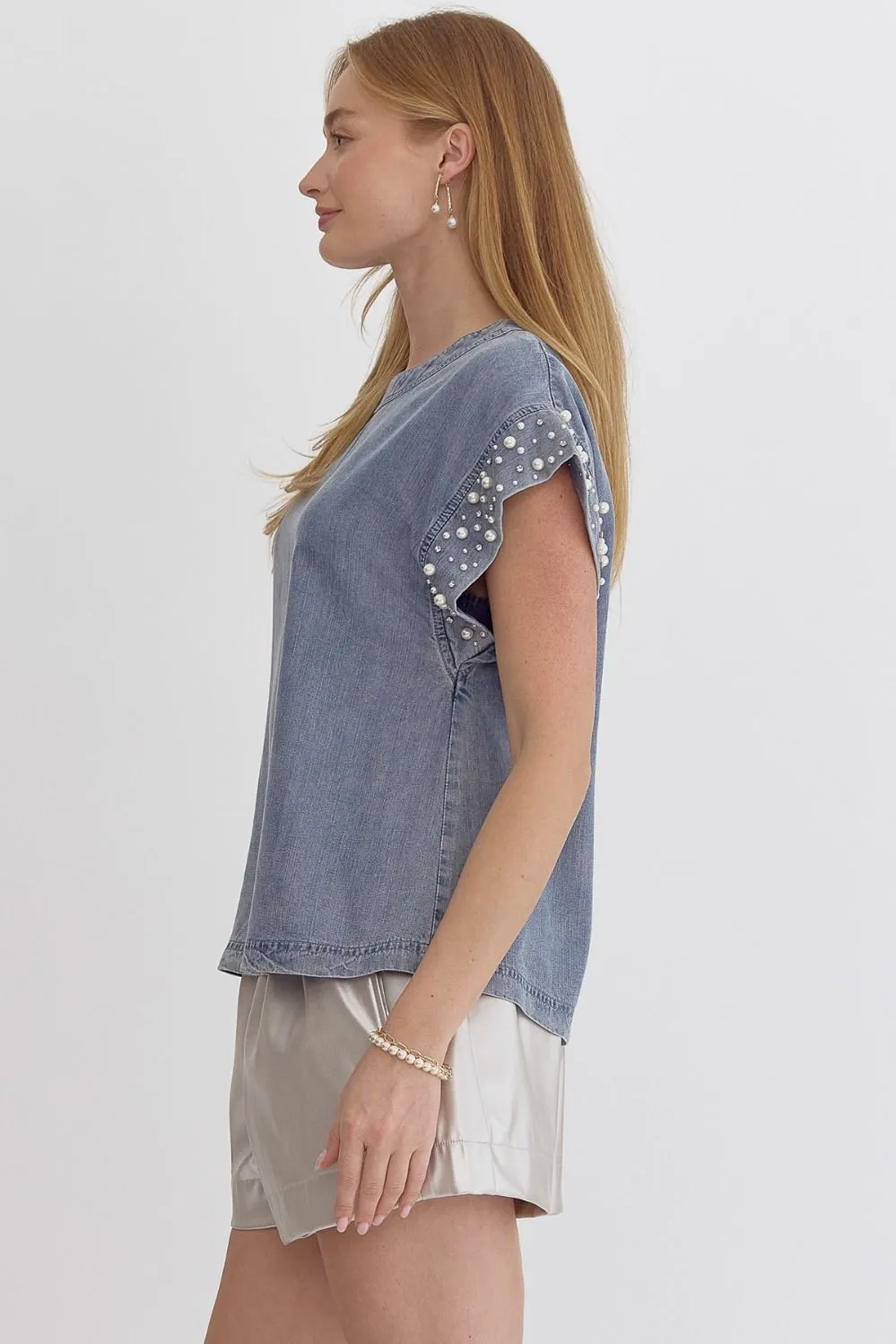 Shay Denim Pearl Top