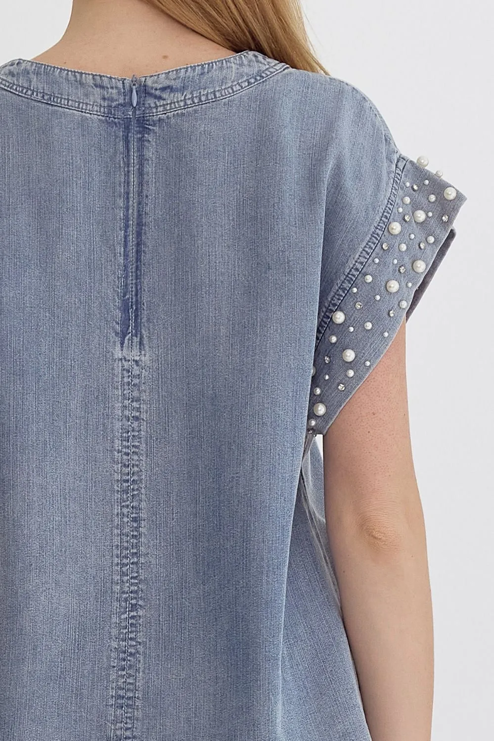 Shay Denim Pearl Top