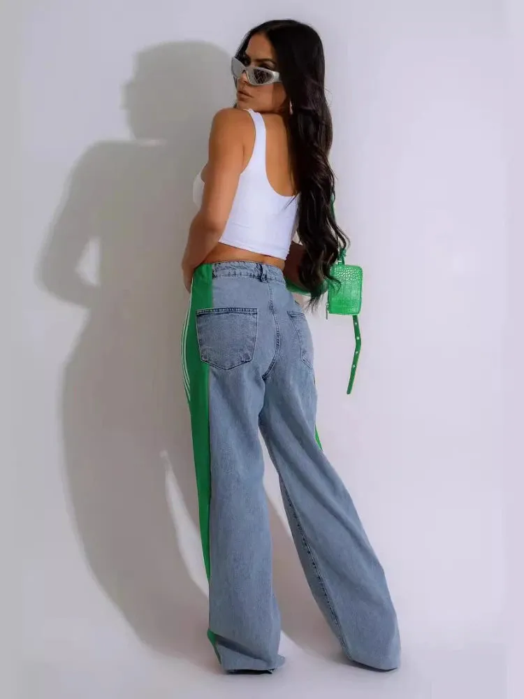 Side Stripe Wide Leg Jeans