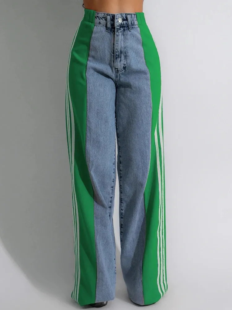 Side Stripe Wide Leg Jeans