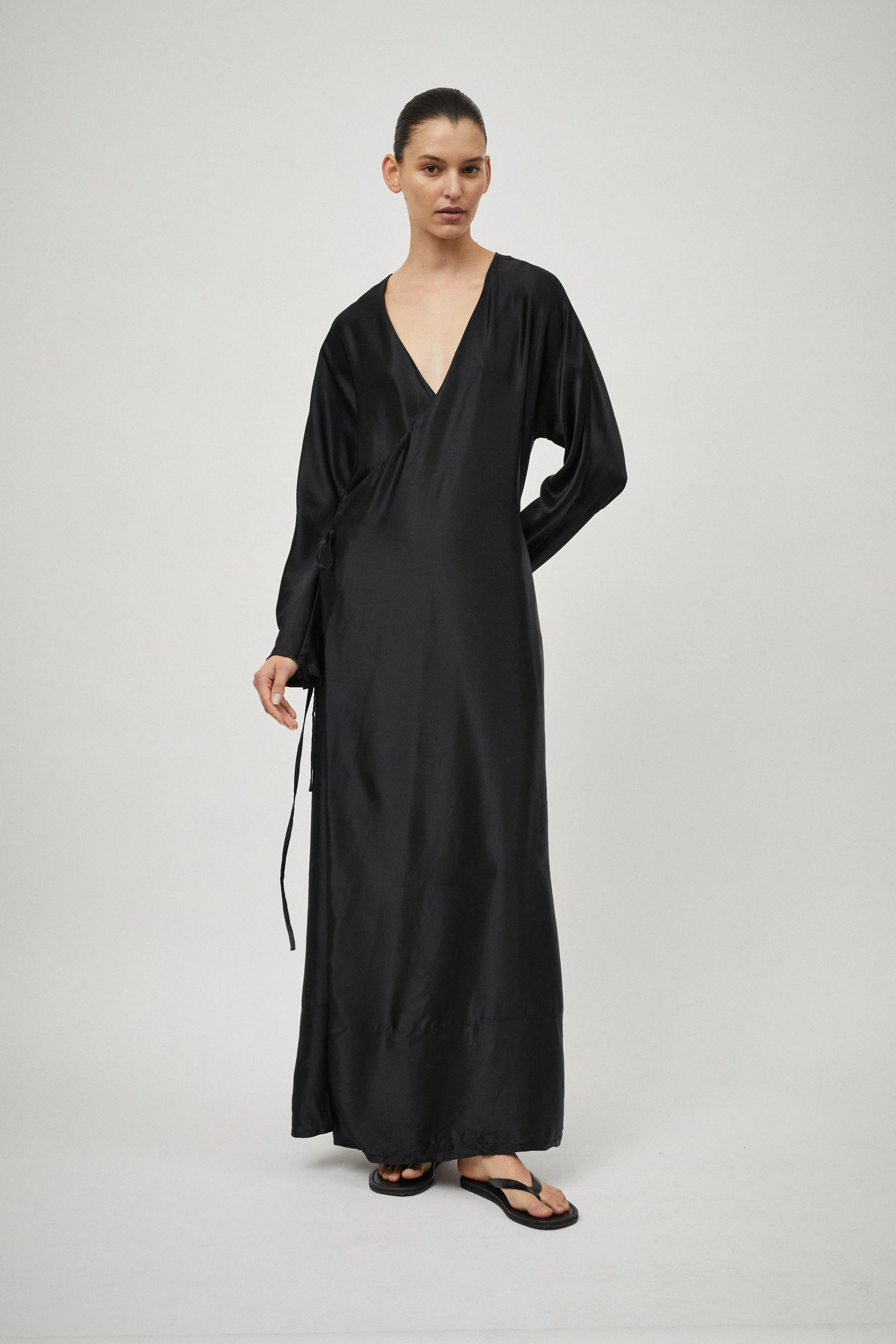 Silk Satin Wrap Dress