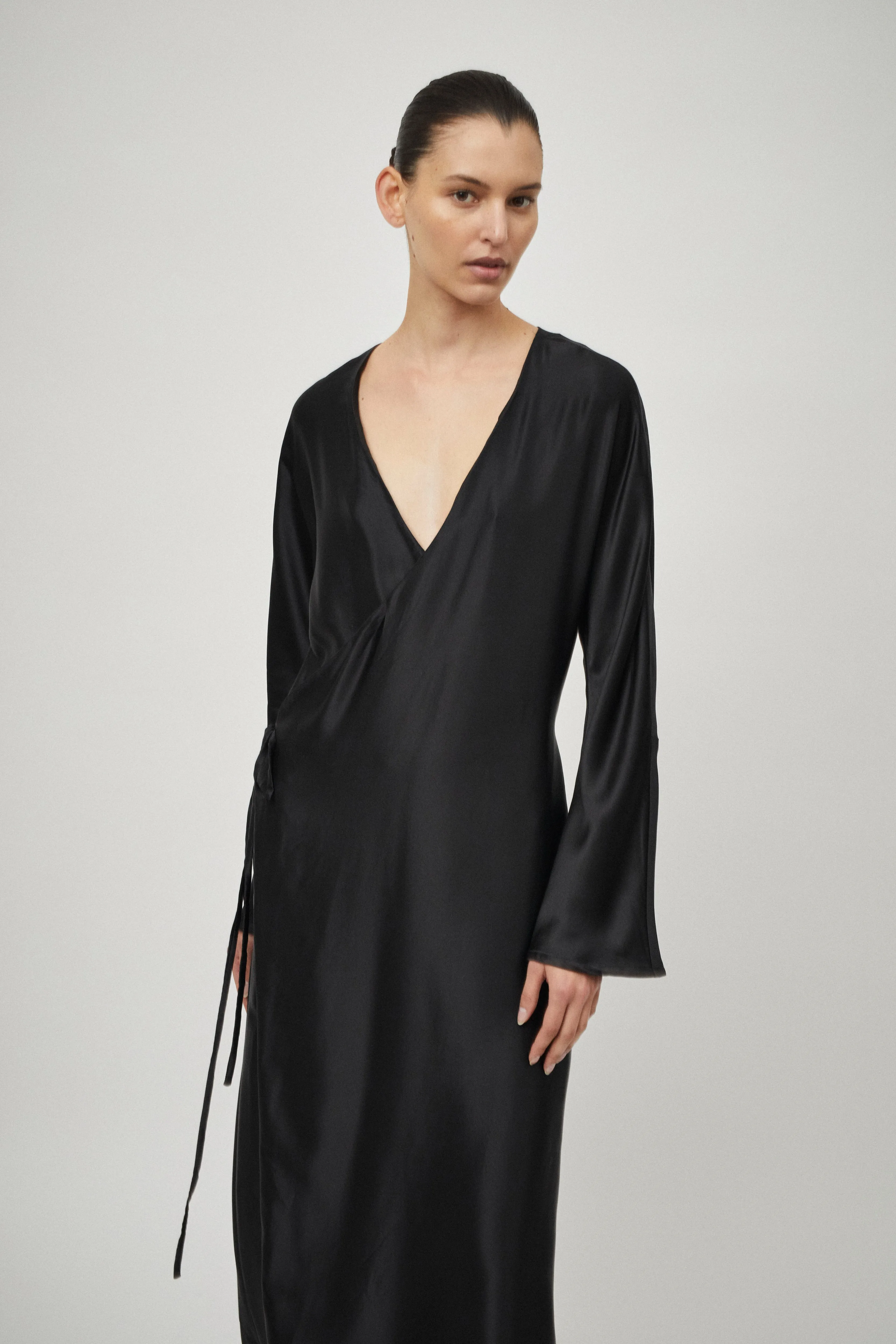 Silk Satin Wrap Dress