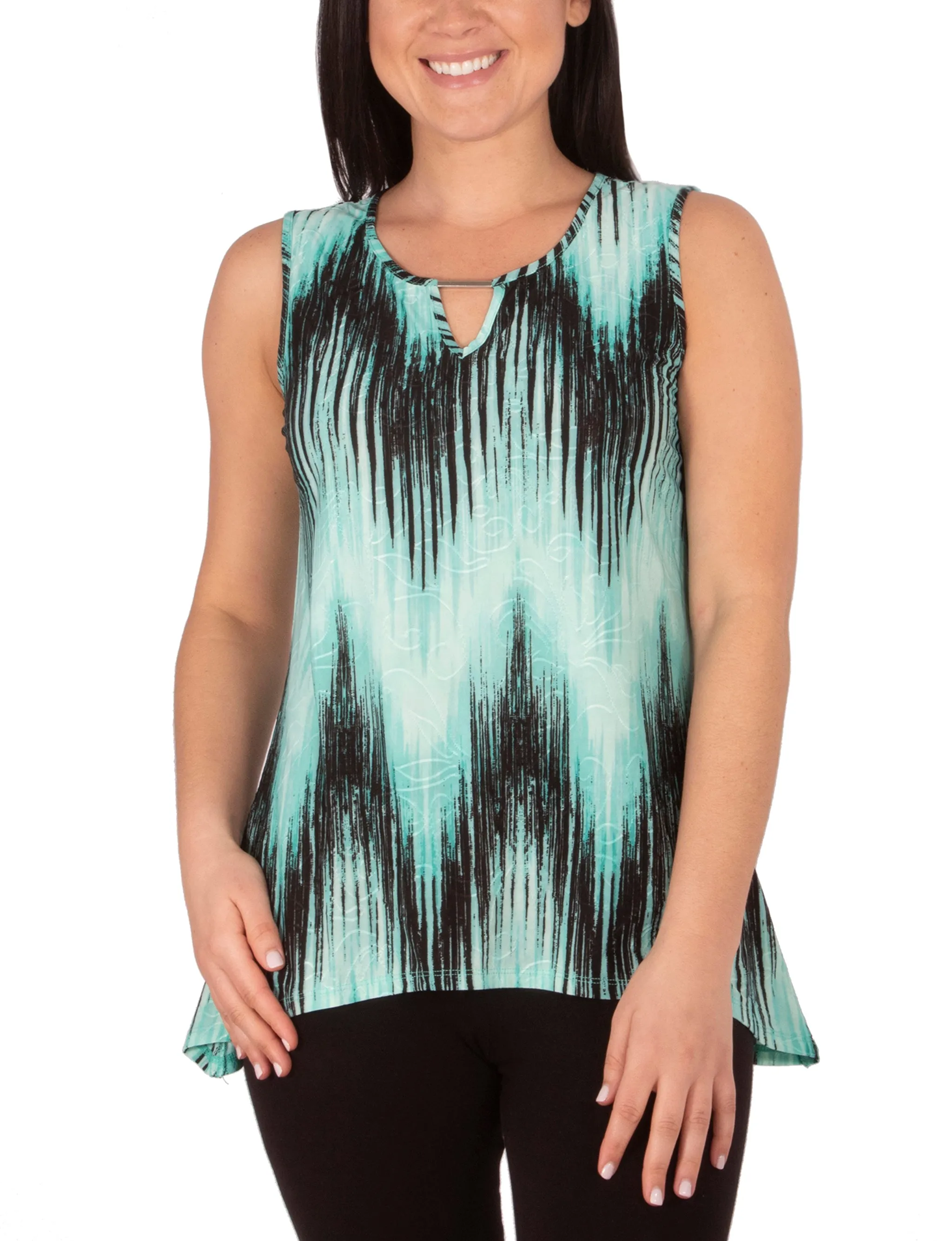 Sleeveless Sharkbite Top With Neck Hardware