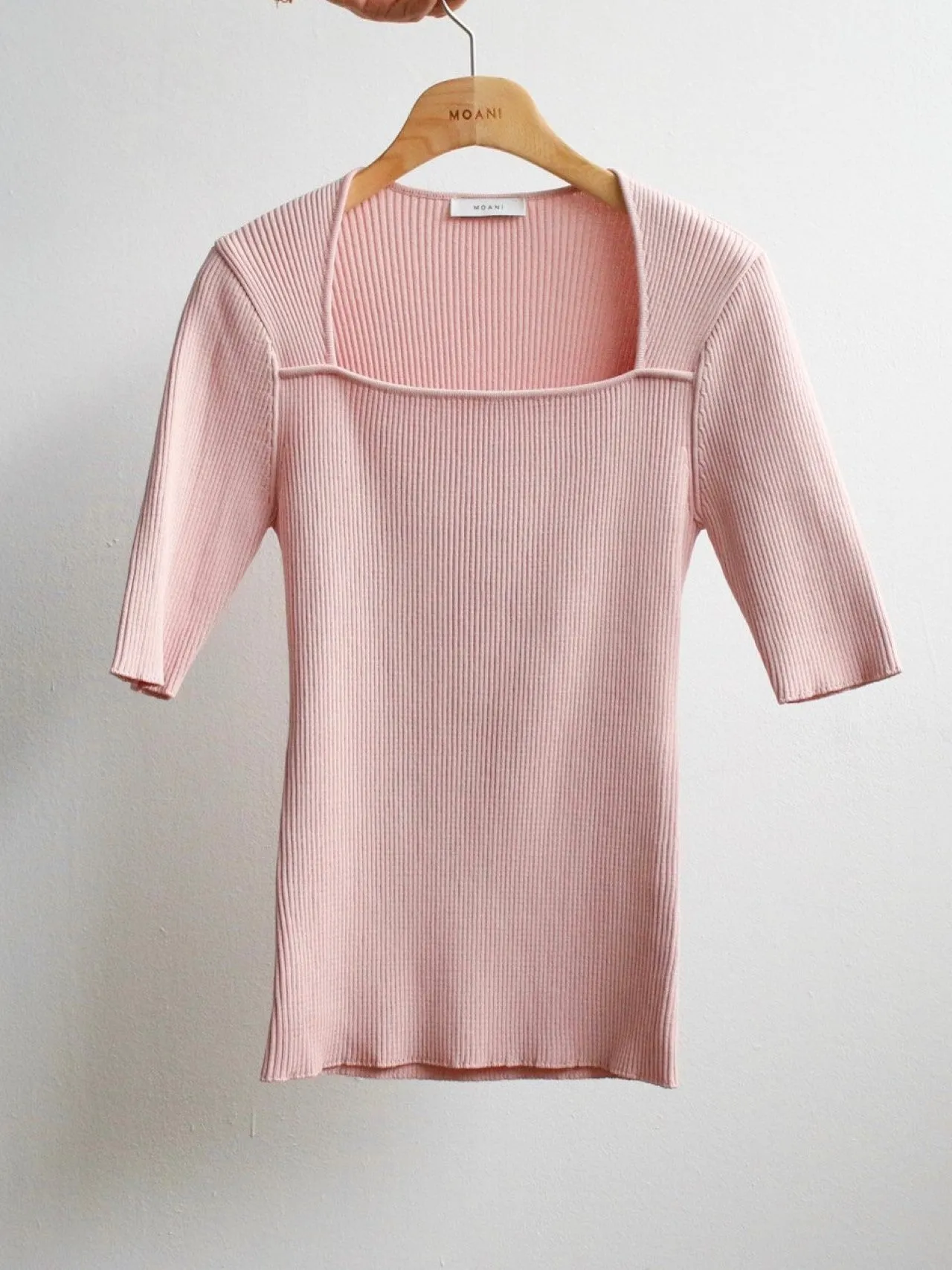 SQUARE NECK HALF SLEEVE KNIT