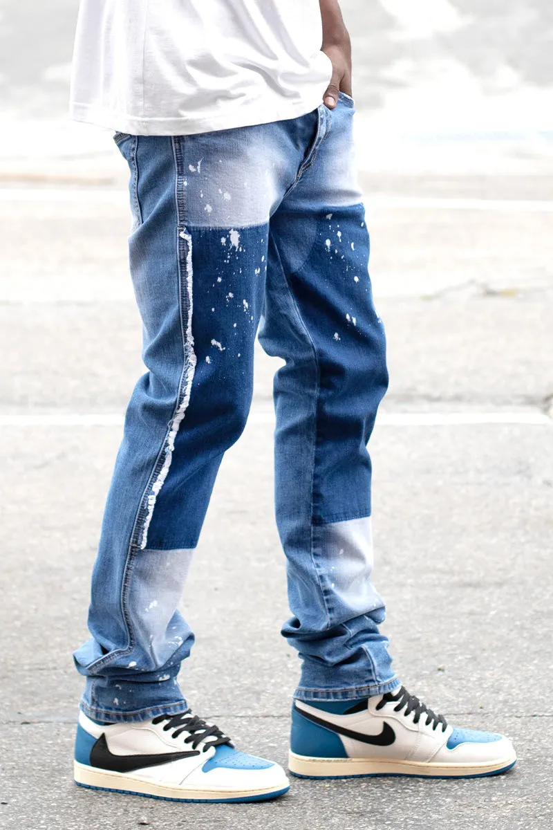 Stacked Fit Repair Denim Jeans