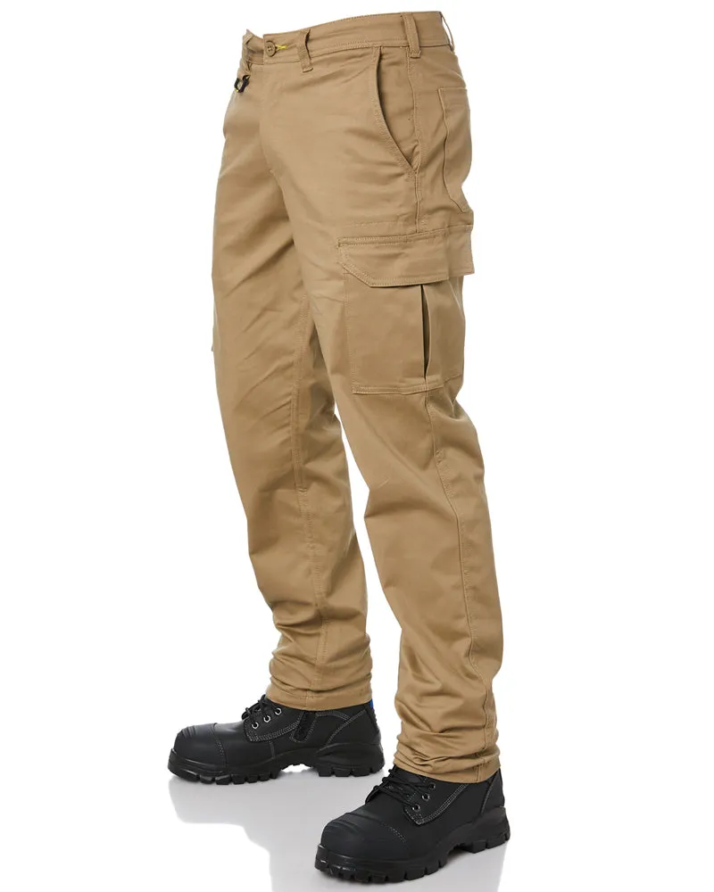 Stretch Cotton Drill Cargo Pants - Khaki