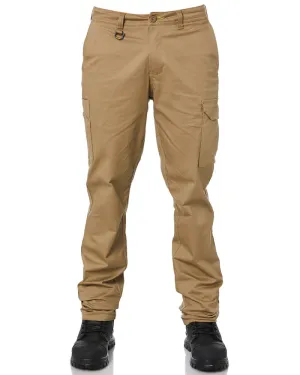 Stretch Cotton Drill Cargo Pants - Khaki