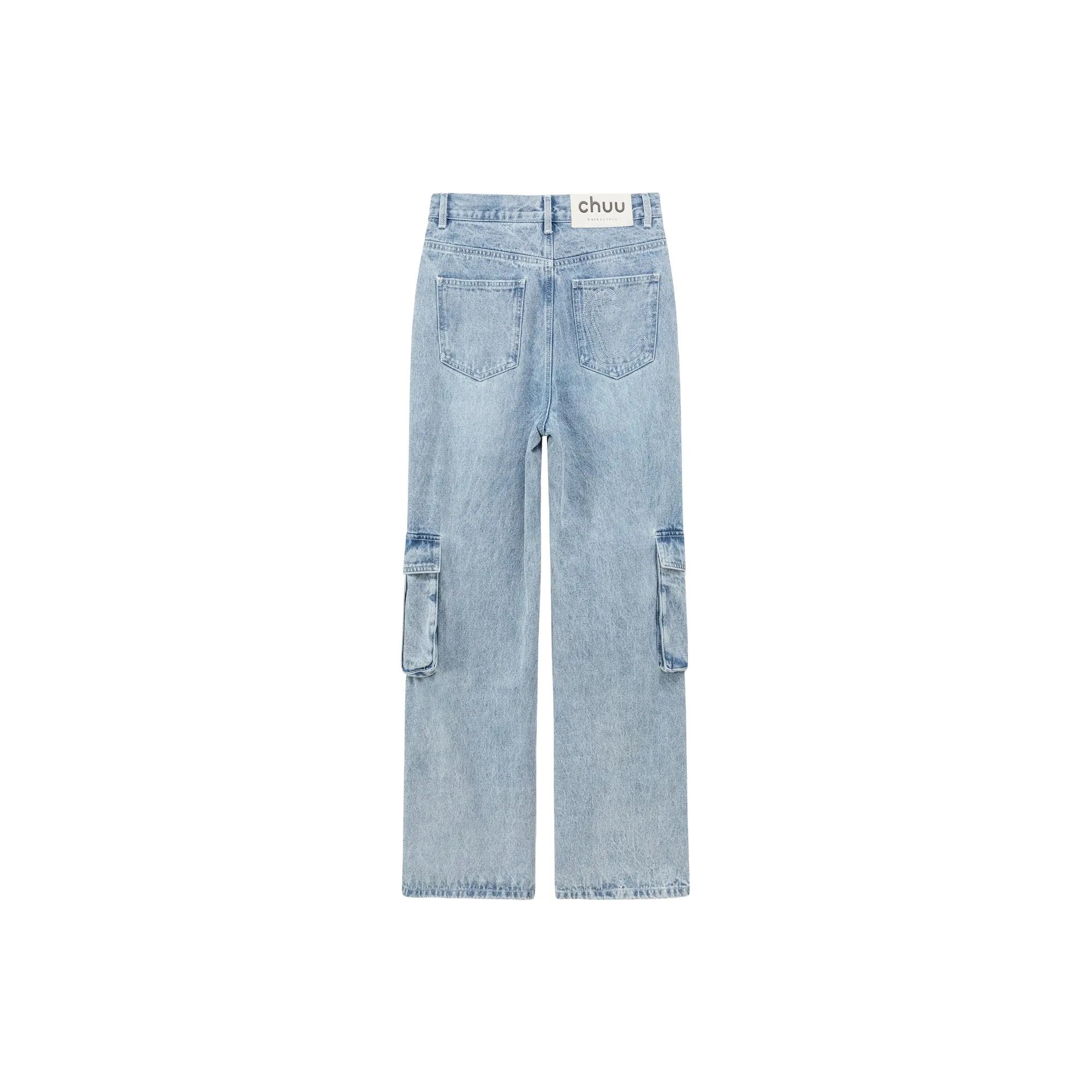 String Pocket Wide Denim Jeans