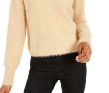 Sun   Moon Women's Fuzzy Mockneck Sweater Brown Size X-Large