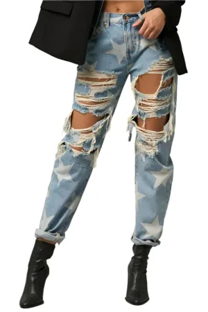 TEEK - Star Print Slouch Jeans