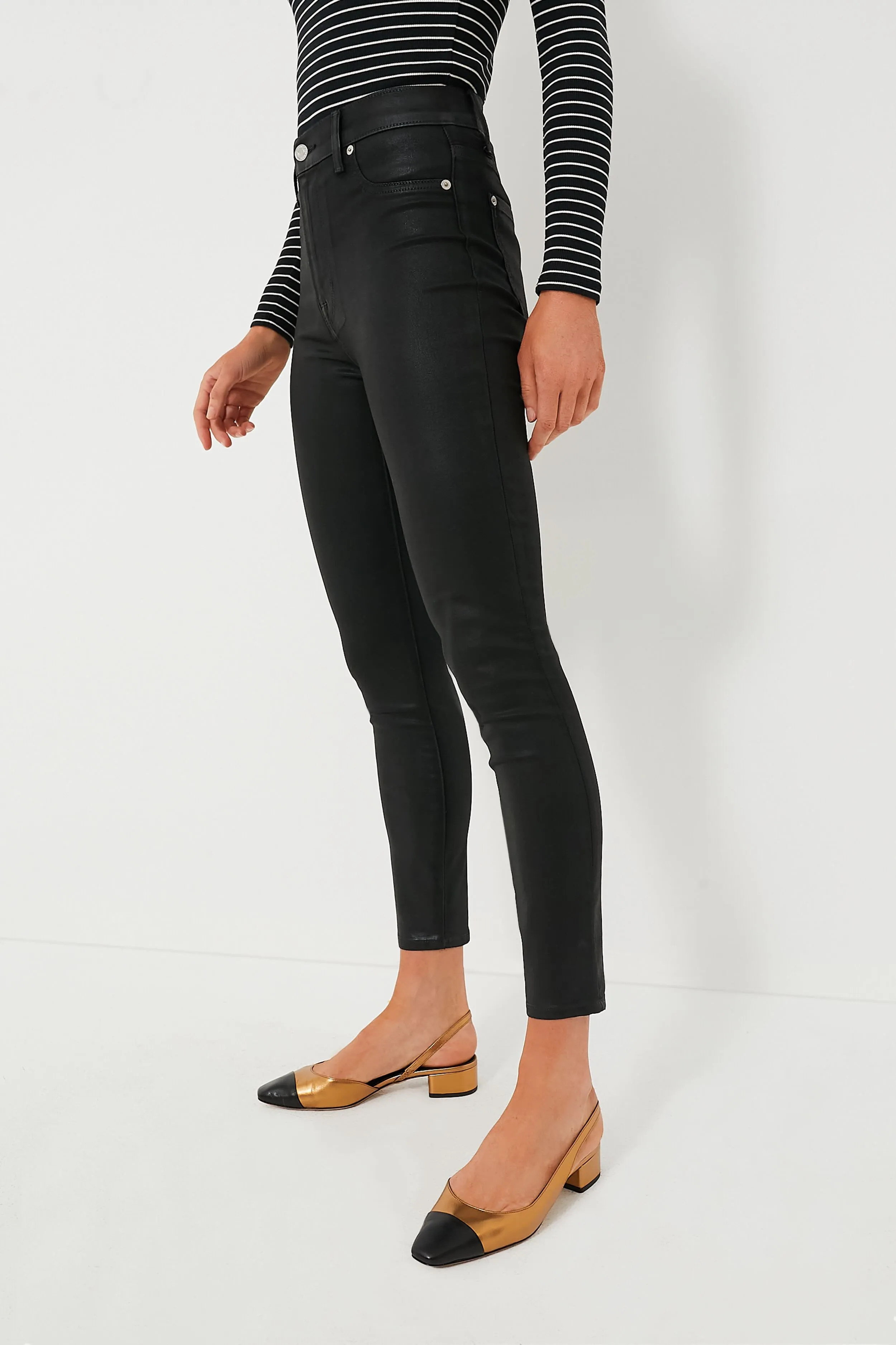 The Black Coated High Waist Ankle Skinny