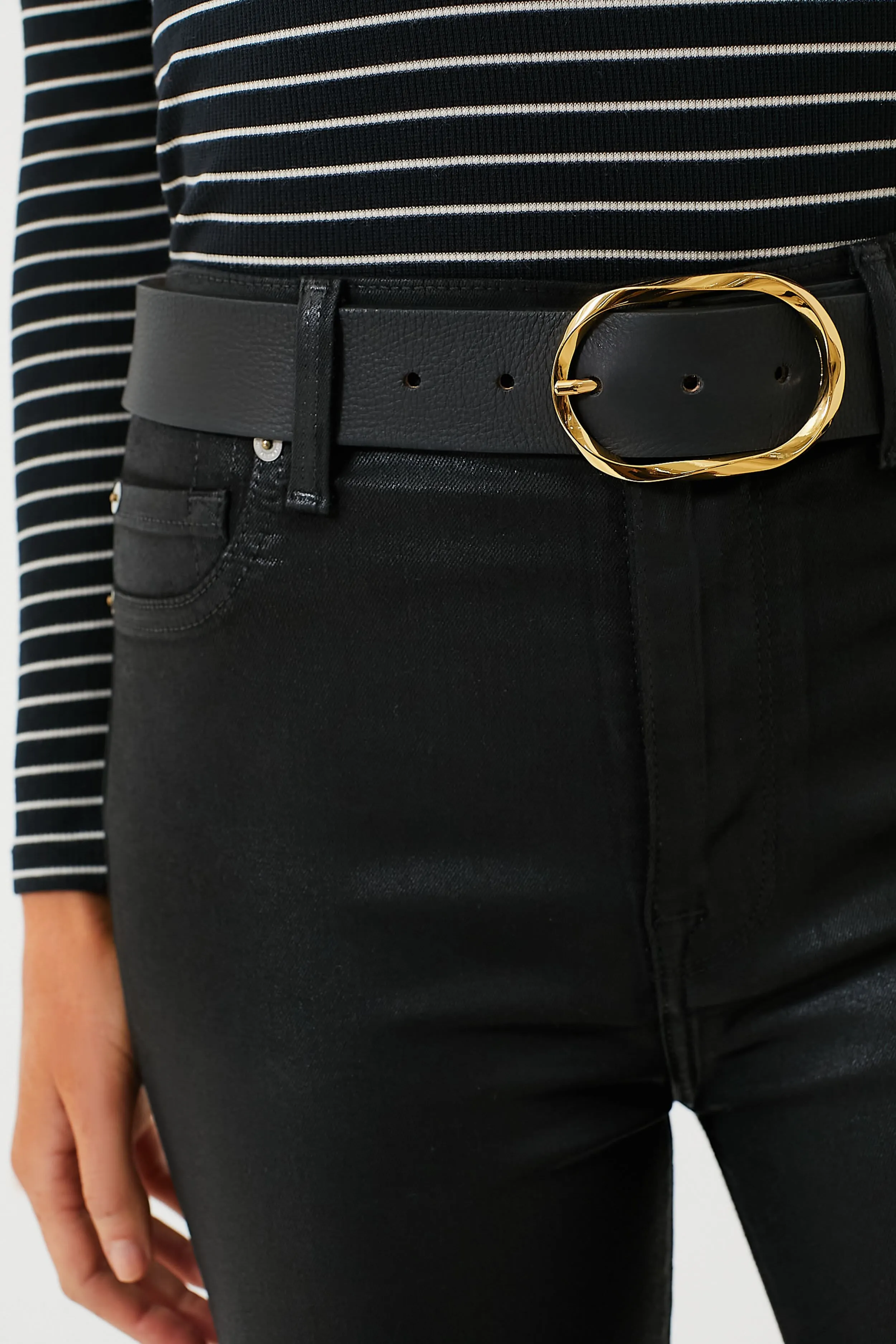 The Black Coated High Waist Ankle Skinny