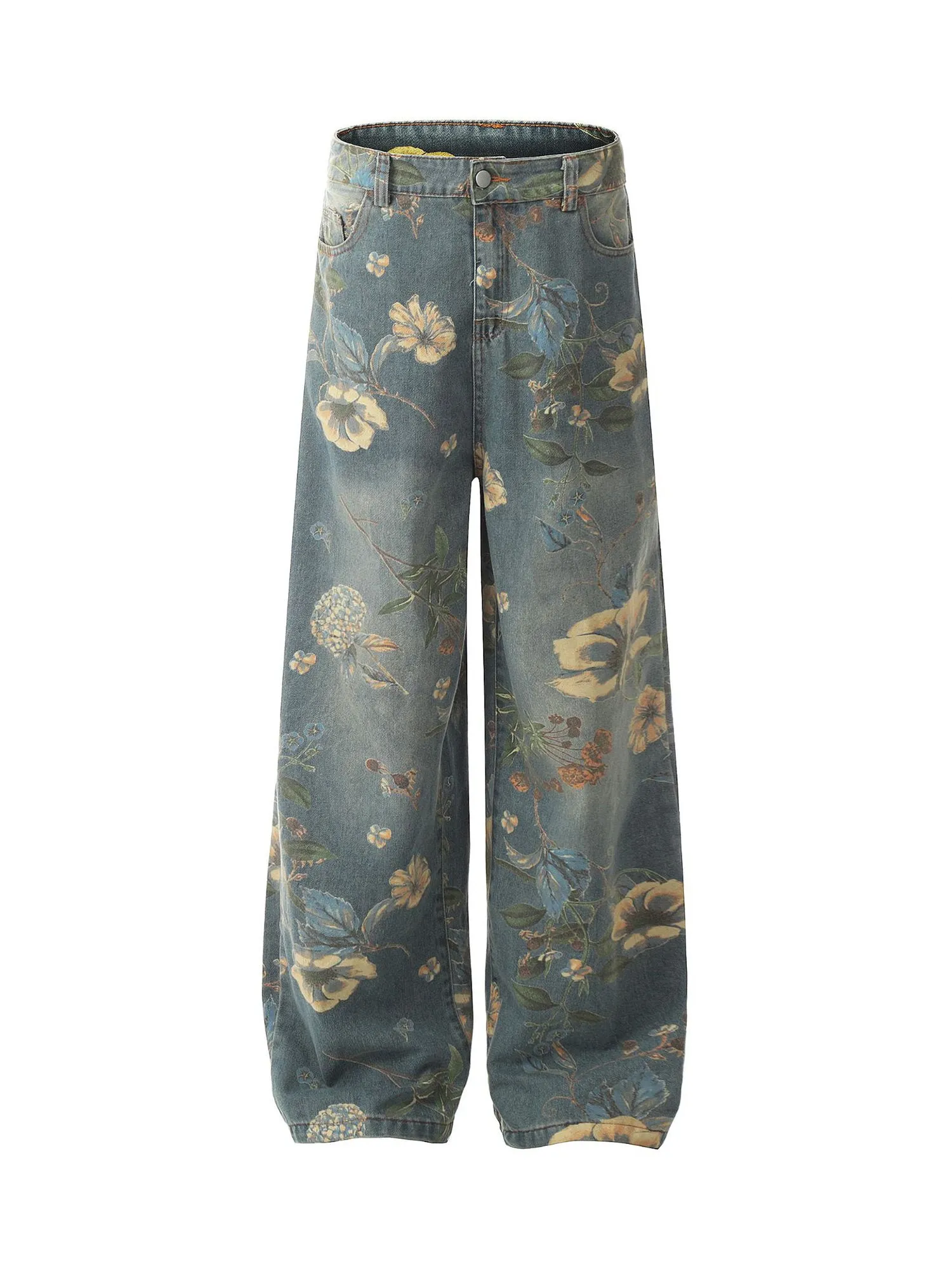 Thesupermade Street Washed Floral Baggy Jeans