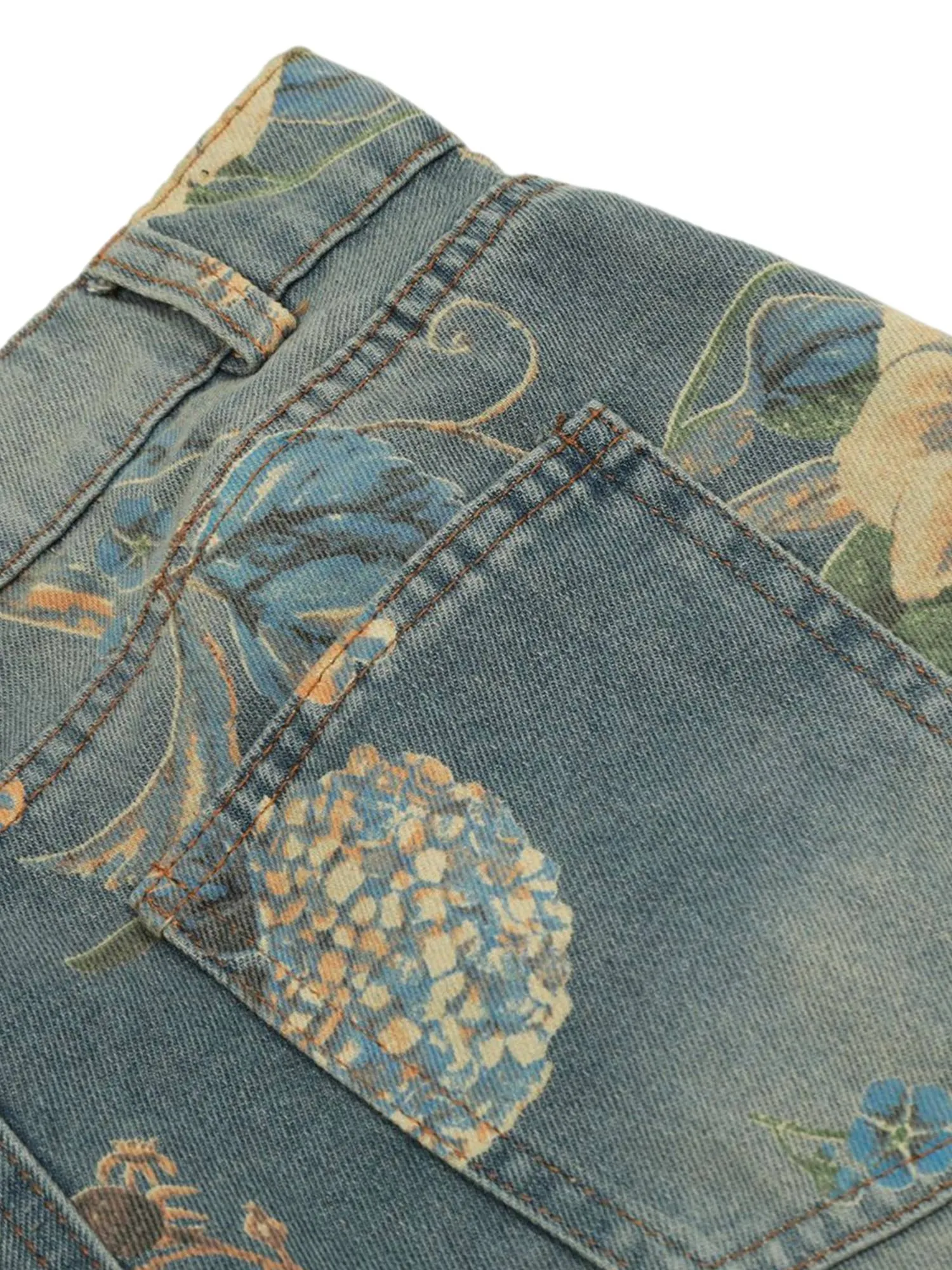 Thesupermade Street Washed Floral Baggy Jeans