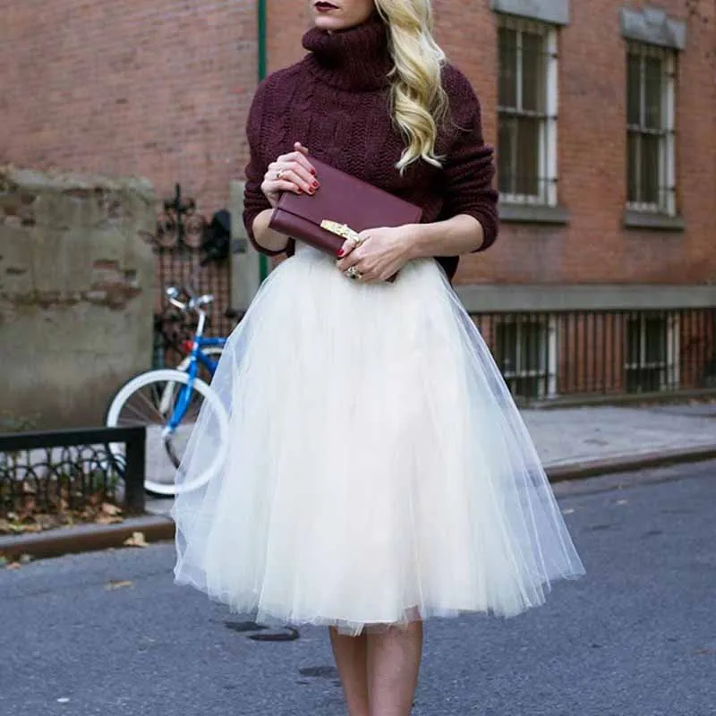 Tulle Skirts for Women Knee Length Layered Short Prom Party Tutu Skirt