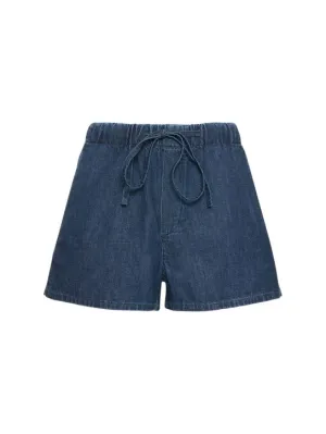 Valentino   V logo denim chambray mini shorts 