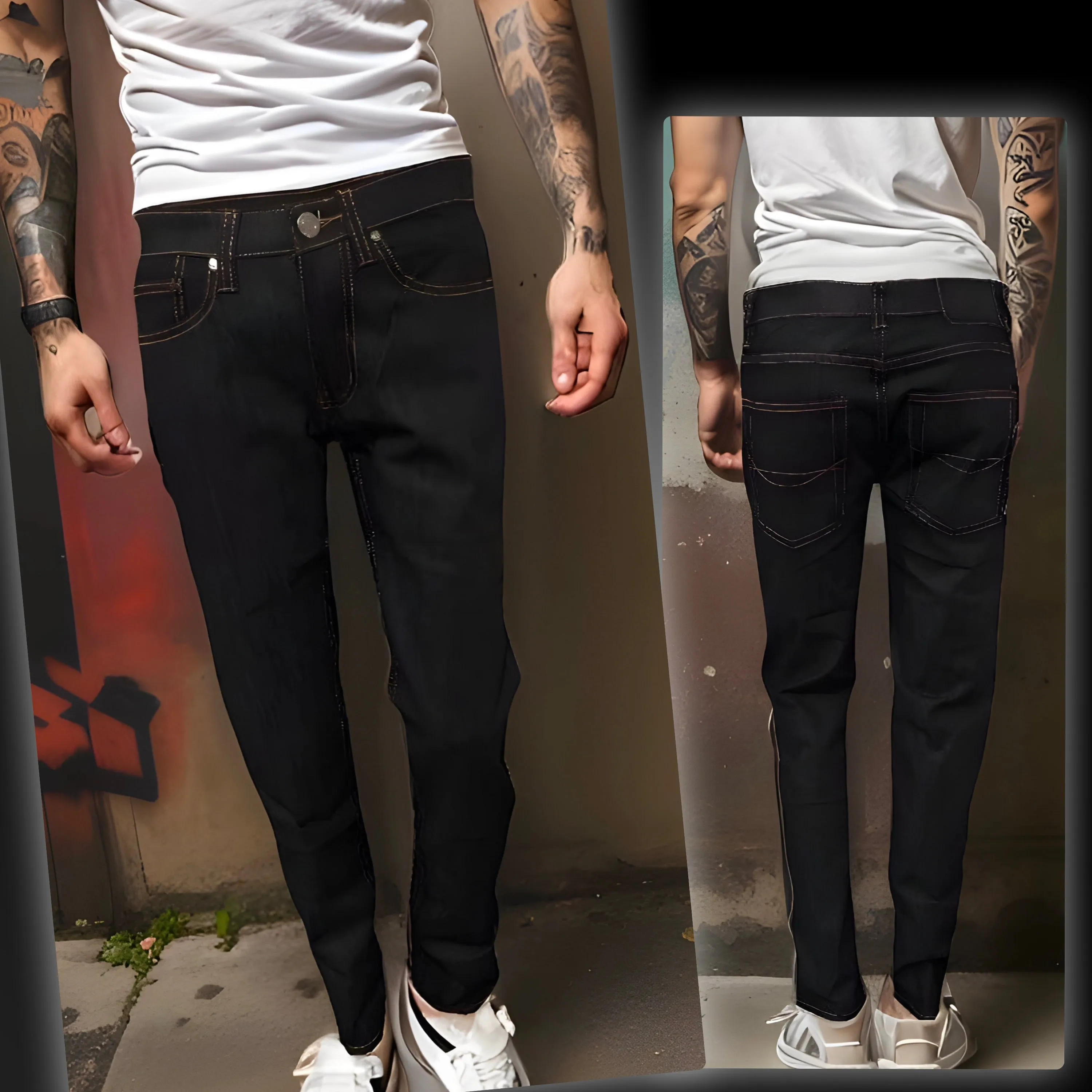 ^VICTORIOUS^ (BLACK) SKINNY JEANS FOR MEN (28'' WAIST)