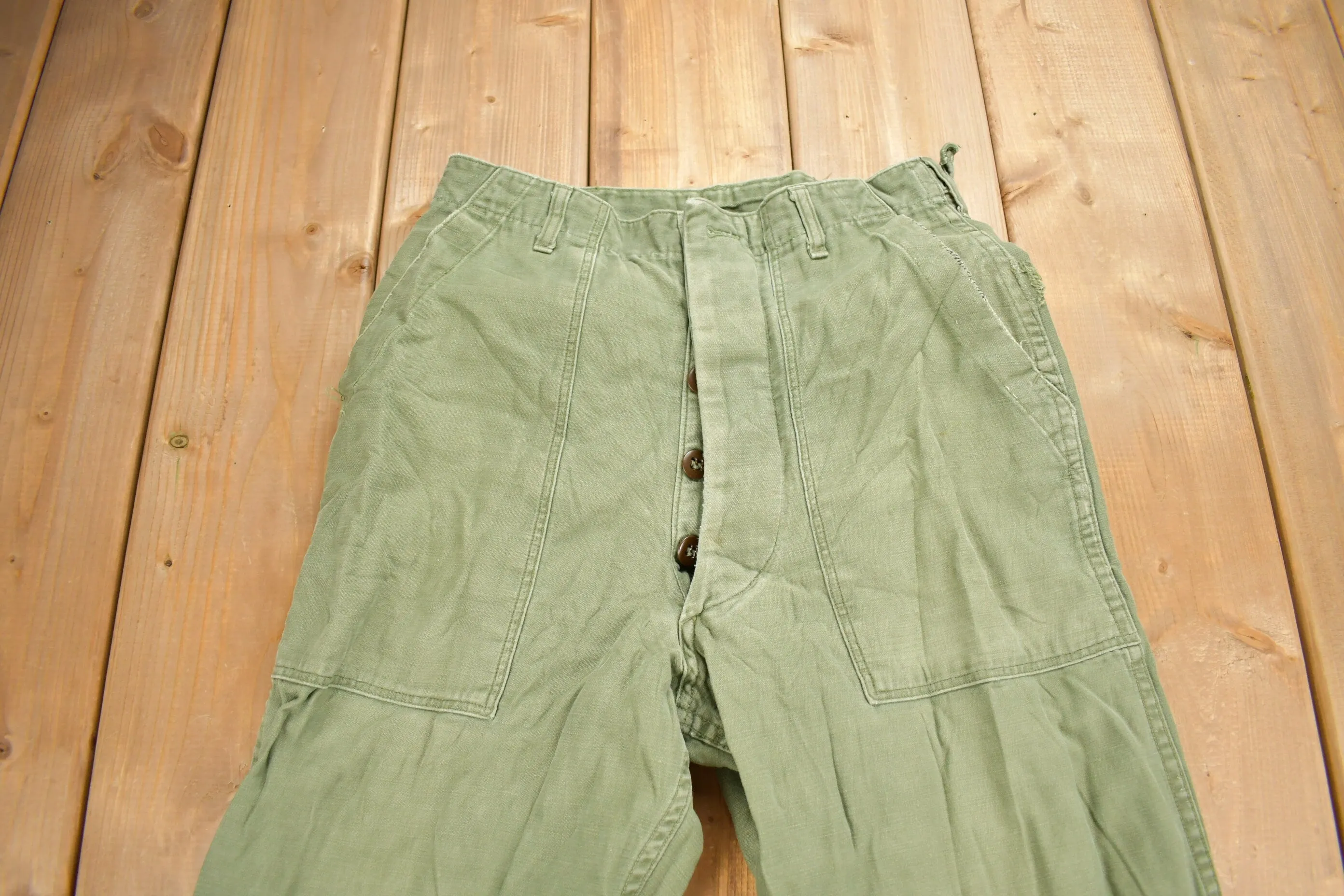 Vintage 1970s OG 107 Green Khaki Army Pants Size 28 x 29