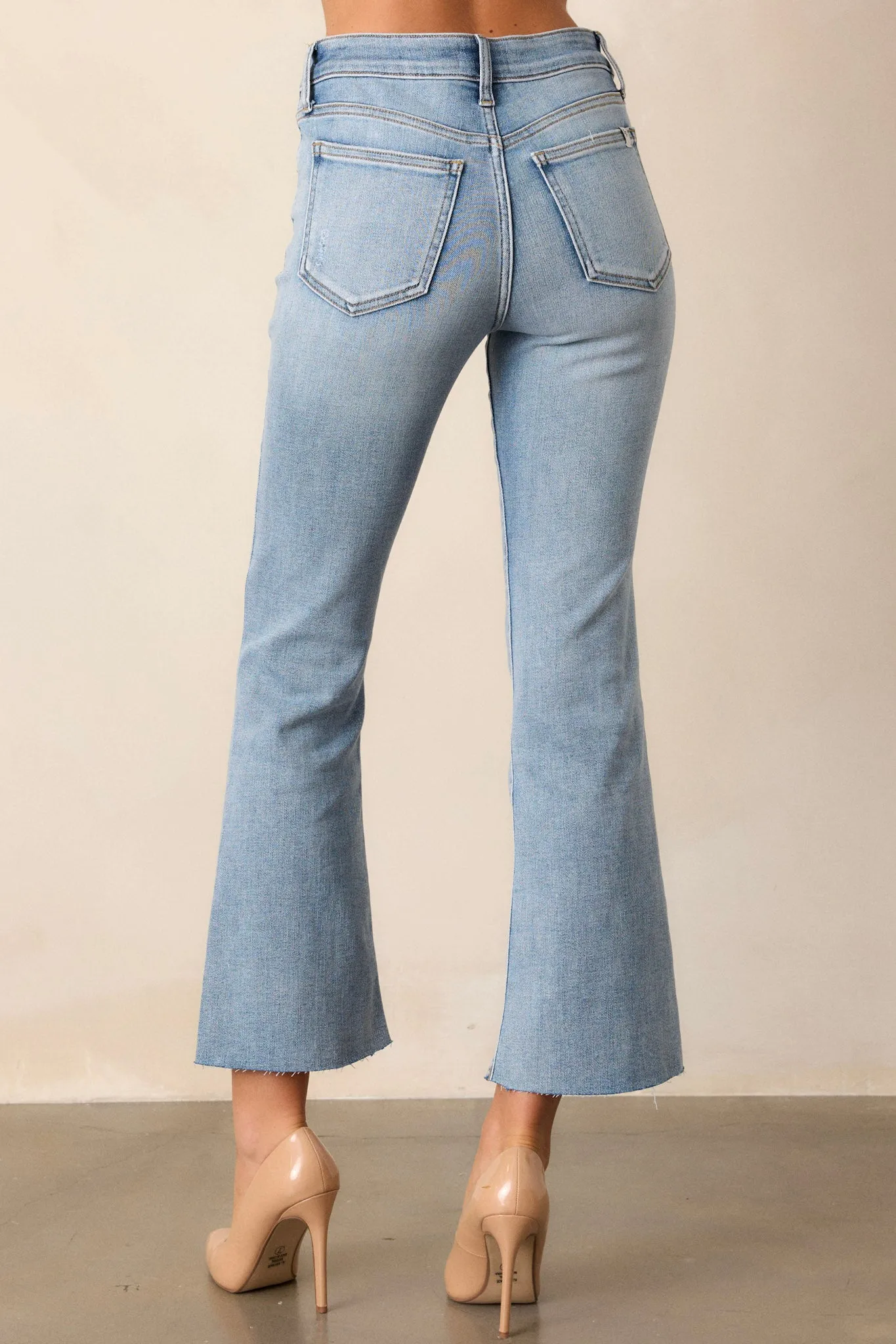 Wave Of Calm Light Wash Cropped Flare Jeans