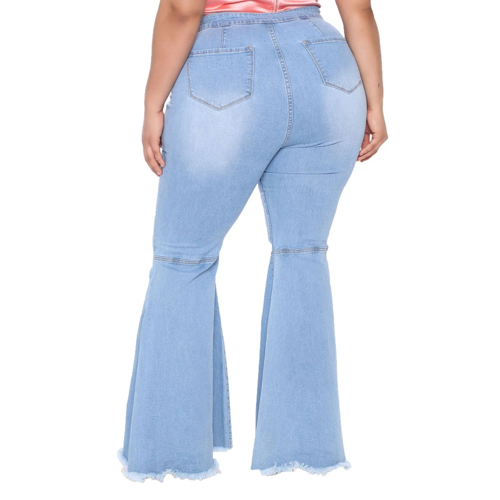 Wide Flared Leg Curvy Fit Plus Size Denim Jeans