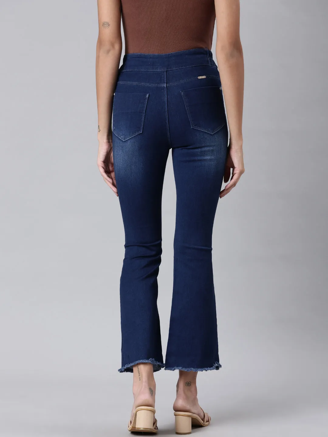 Women Blue Solid Bootcut Denim Jeans