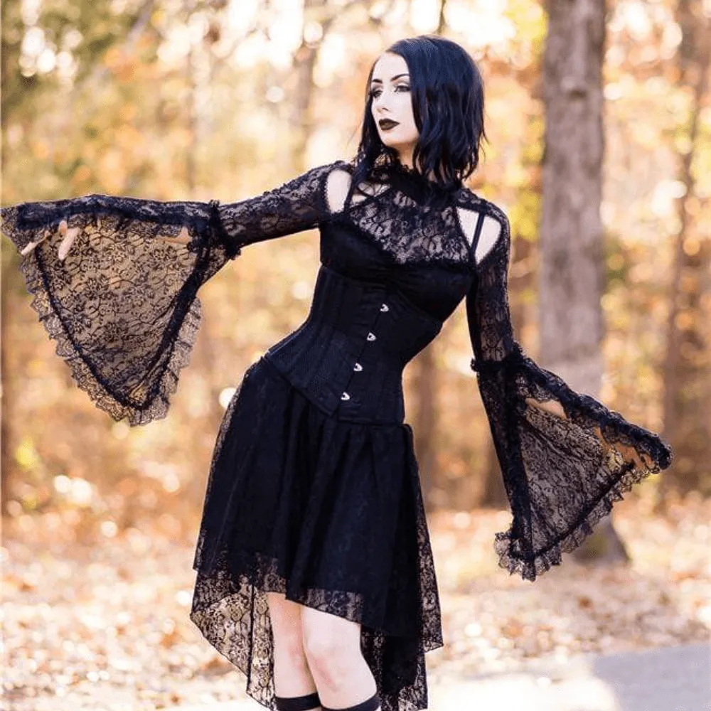 Women's Layered Lace Goth Little Black Dress