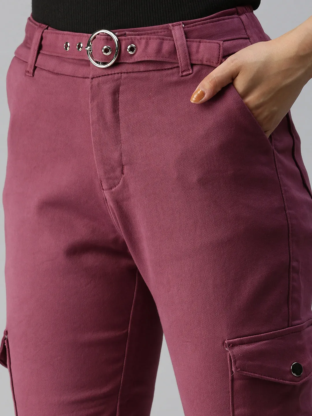 Women's Mauve Solid Denim Jeans