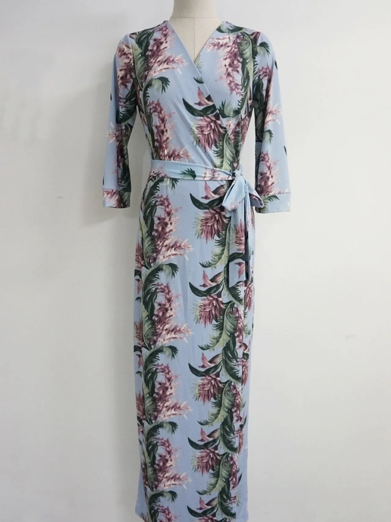 WRAP TROPICAL MAXI DRESS