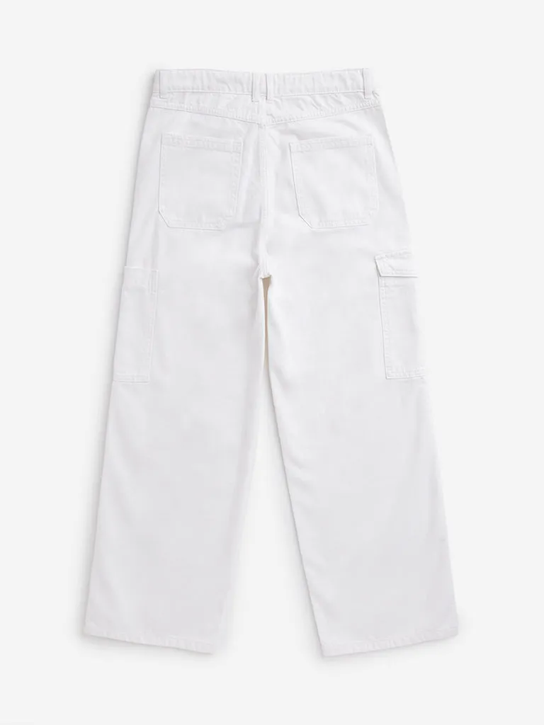 Y&F Kids Off-White High - Rise Relaxed - Fit Jeans